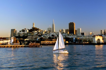 San Francisco Coast Image (Sailboat on Water)