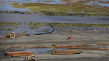Wetland restoration aerial photo