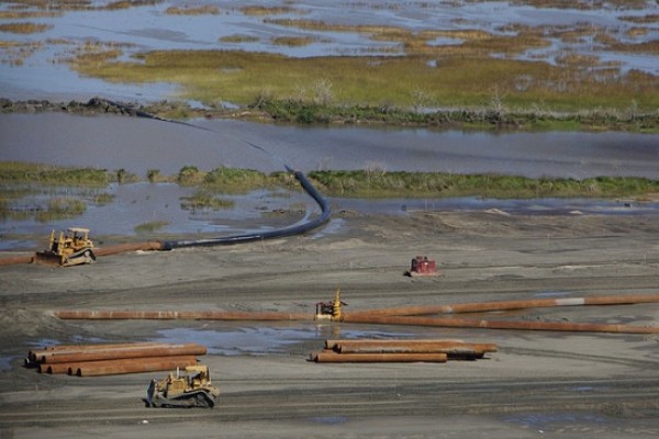 Wetland restoration aerial photo